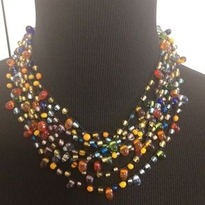 Beautiful Multicolor 8 Strand Glass Bead Necklace